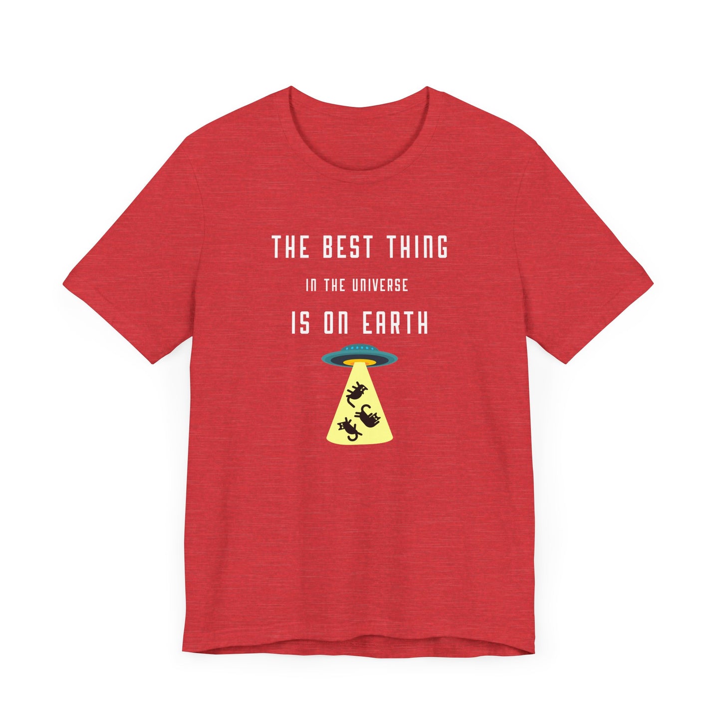 heather red ufo alien cat funny t-shirt