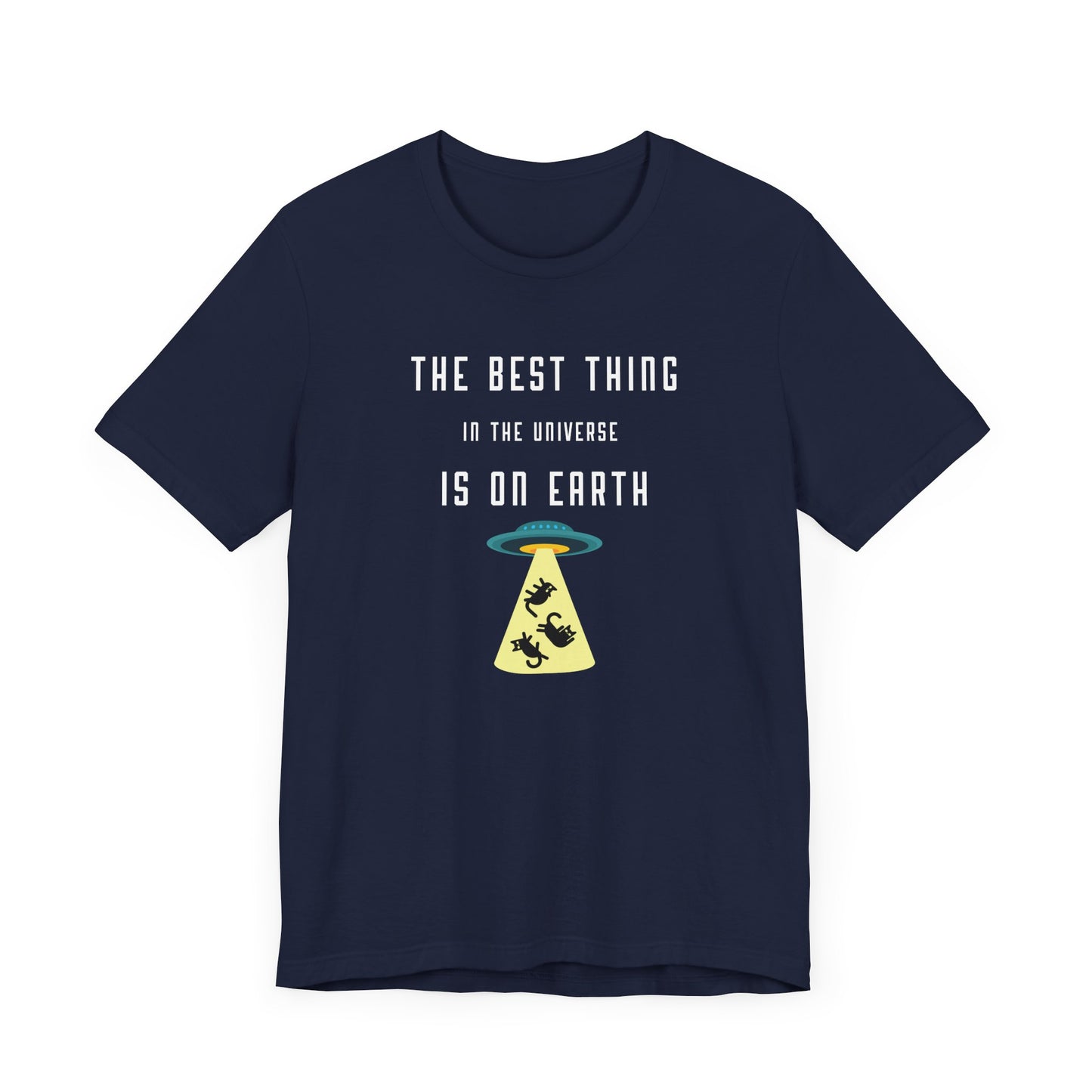 navy ufo alien cat funny t-shirt
