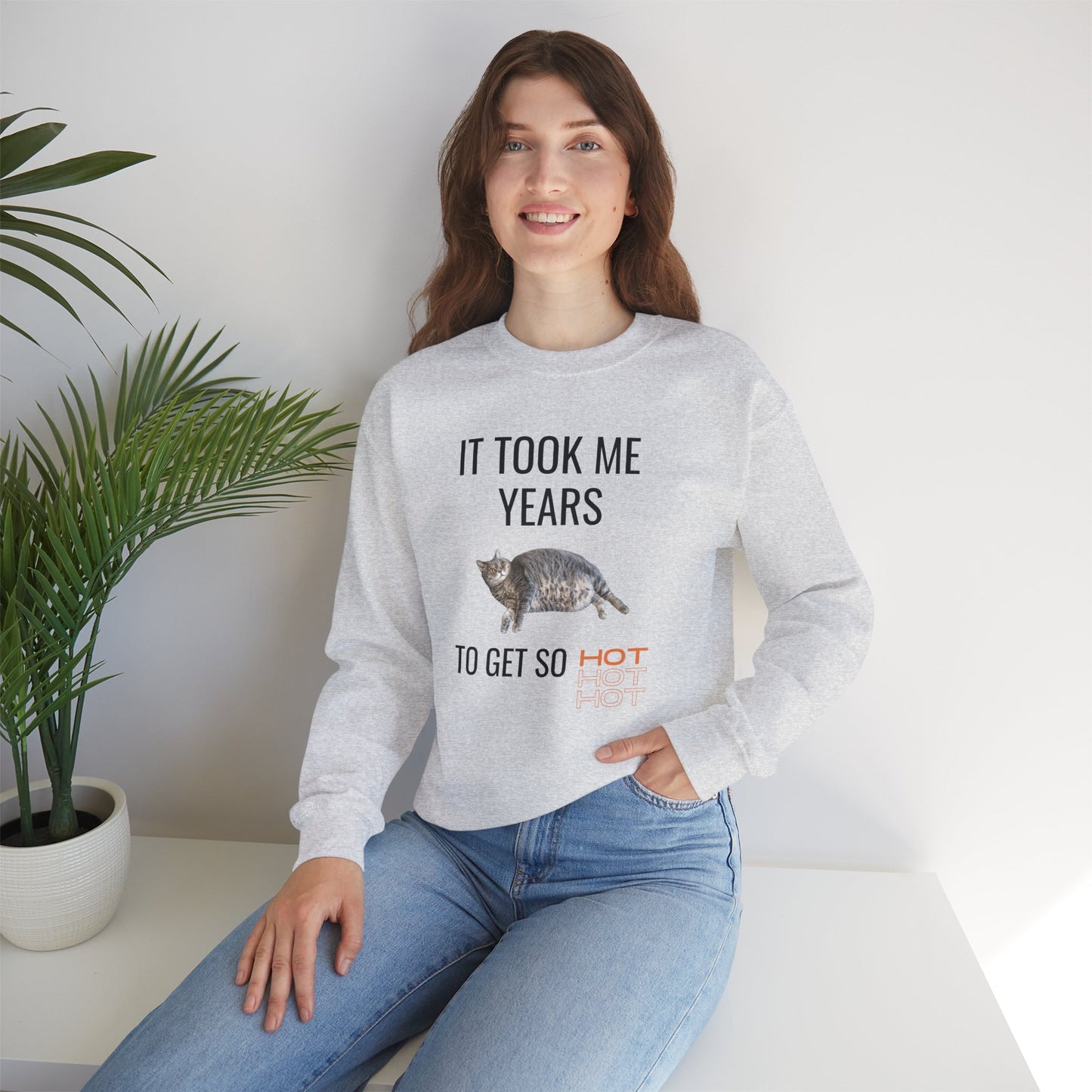 It Took Me Years to Get This Hot – Funny Chubby Cat Sweatshirt