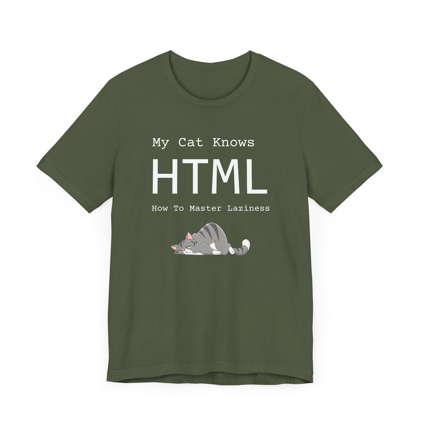 Funny Cat T-Shirt - HTML How To Master Laziness - Witty Paws Prints