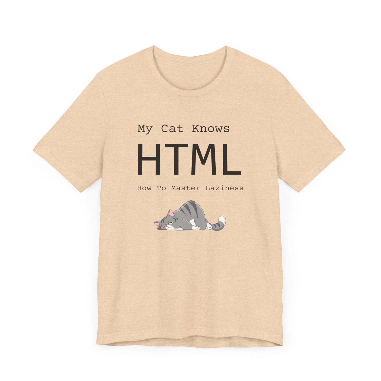 Funny Cat T-Shirt - HTML How To Master Laziness - Witty Paws Prints